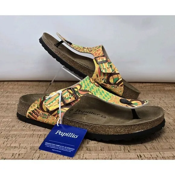 Birkenstock Sandals Mens 10 EU 43 Gizeh Pap‎ African Wax Gold Casual Thongs