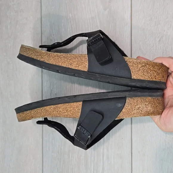 Birkenstock Women Gizeh Thong Black Leather Sandals Shoes Sz 38/7 Regular