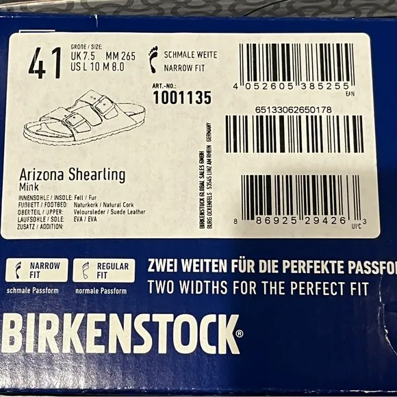 Birkenstock Women’s Arizona Shearling Sandals Suede Leather Mink Size 10