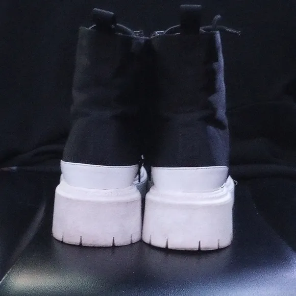 Black and White Lace-Up Boots