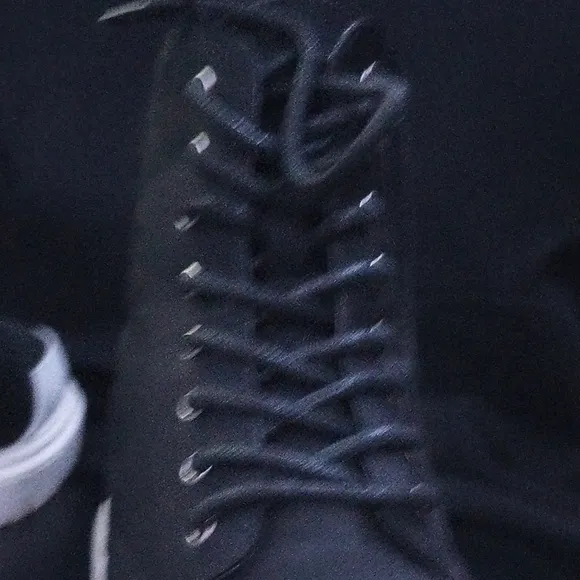 Black and White Lace-Up Boots