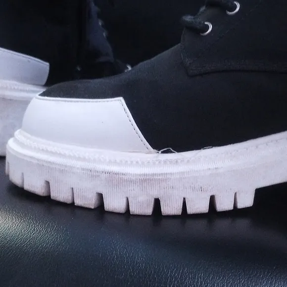 Black and White Lace-Up Boots