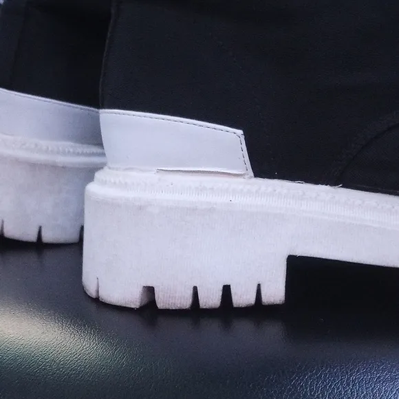 Black and White Lace-Up Boots