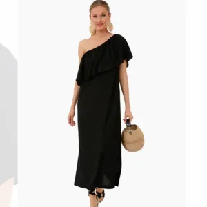 Black Florencia One Shoulder DressPOMANDER PLACE