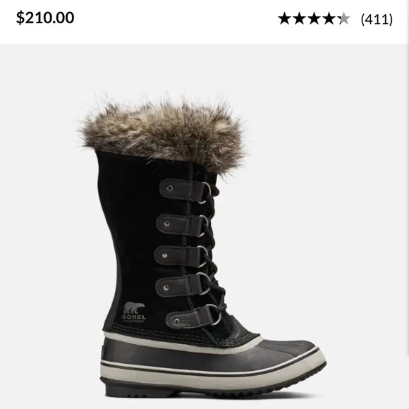 Black furry SOREL winter boots