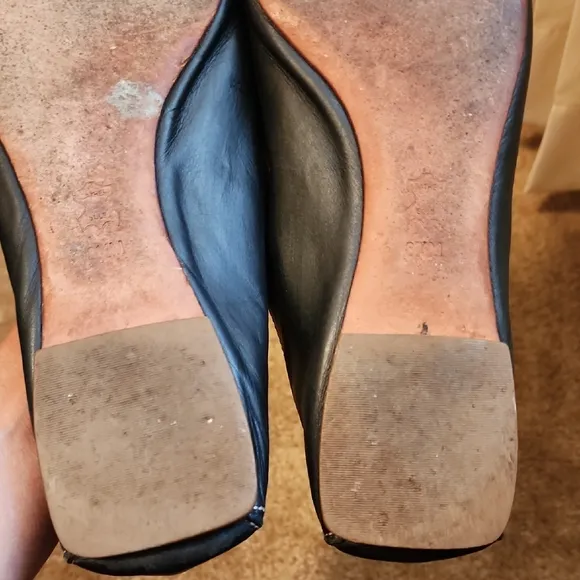 Black Leather Ballet Flats