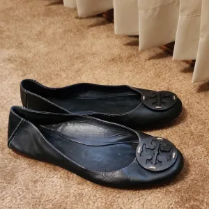 Black Leather Ballet Flats