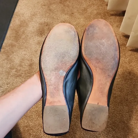 Black Leather Ballet Flats