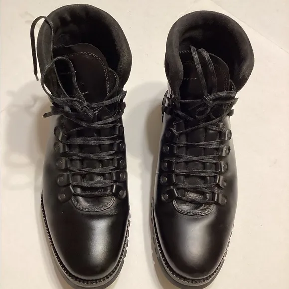 Black Leather Men's Hiking Boots