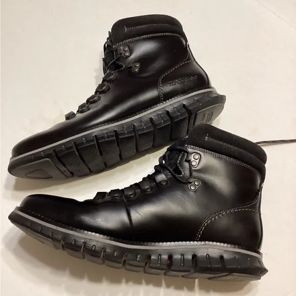 Black Leather Men's Hiking Boots