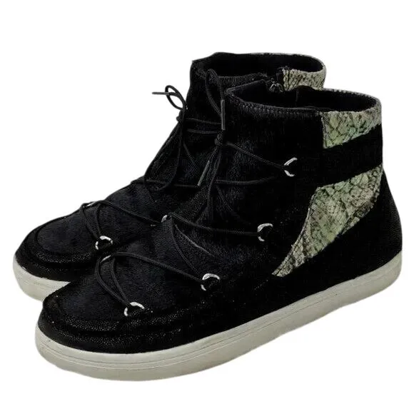 Black Moon Boot Leather Lace Up Winter Boot Size 9.5
