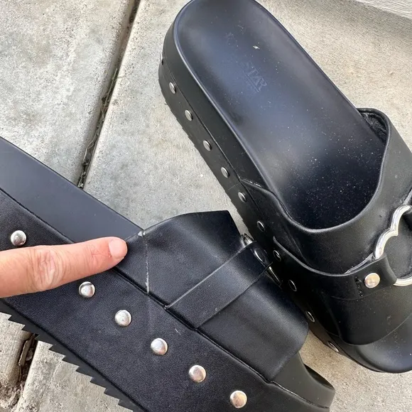 Black Slide Sandals with Heart Accent