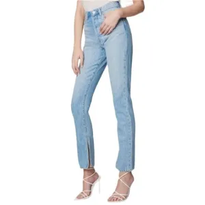 Blank NYC The Cooper Slim Straight Leg High Rise Button Fly Jeans Slit Hem Rigid