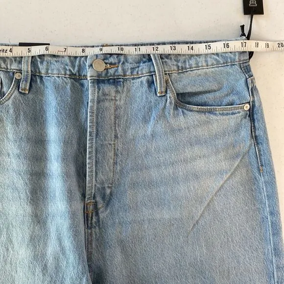 Blank NYC The Cooper Slim Straight Leg High Rise Button Fly Jeans Slit Hem Rigid