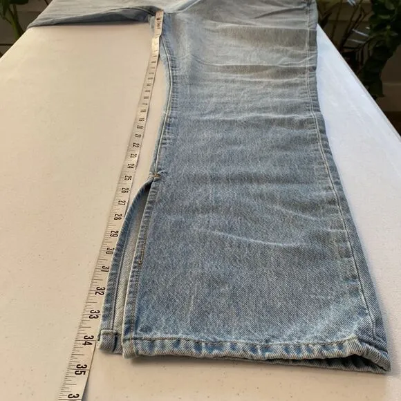 Blank NYC The Cooper Slim Straight Leg High Rise Button Fly Jeans Slit Hem Rigid