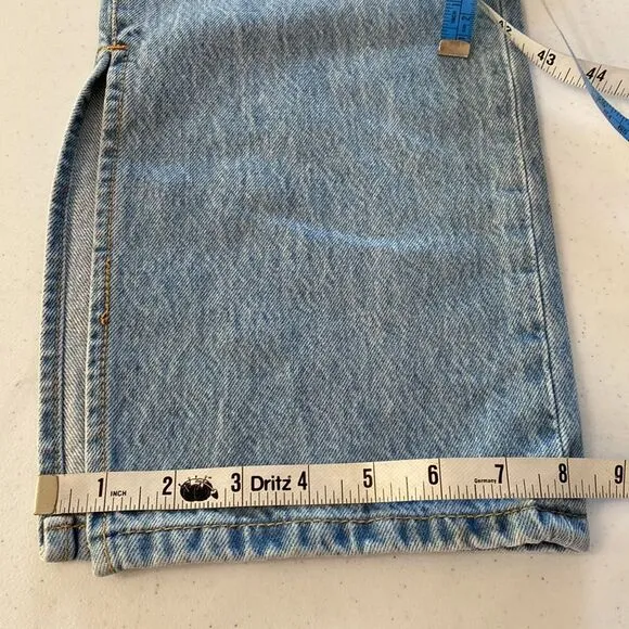 Blank NYC The Cooper Slim Straight Leg High Rise Button Fly Jeans Slit Hem Rigid