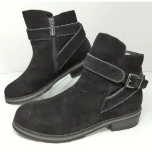Blondo Boots Vital Ankle Booties Black Suede Casual Zip Waterproof Womens 8M
