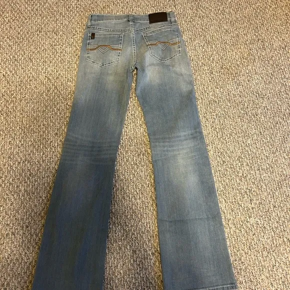 Blue Bootcut Jeans with Distressed Medium Wash (Rank 45)