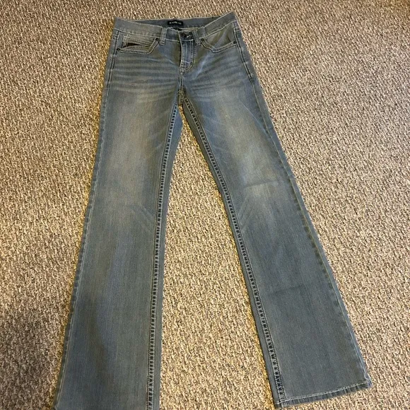 Blue Bootcut Jeans with Distressed Medium Wash (Rank 45)