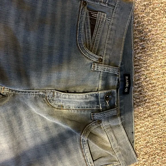 Blue Bootcut Jeans with Distressed Medium Wash (Rank 45)