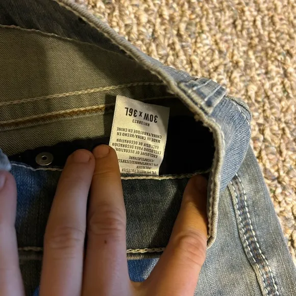 Blue Bootcut Jeans with Distressed Medium Wash (Rank 45)