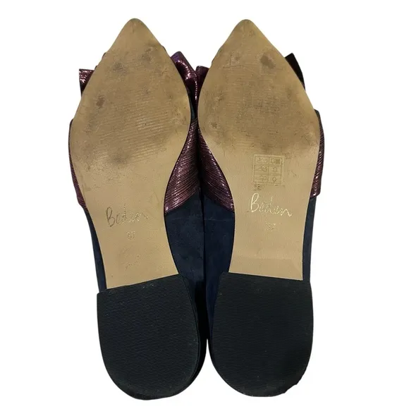 Boden Suede Pointed Toe Suede Vanessa Bow Heeled Flats Shoes