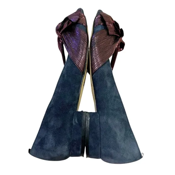 Boden Suede Pointed Toe Suede Vanessa Bow Heeled Flats Shoes