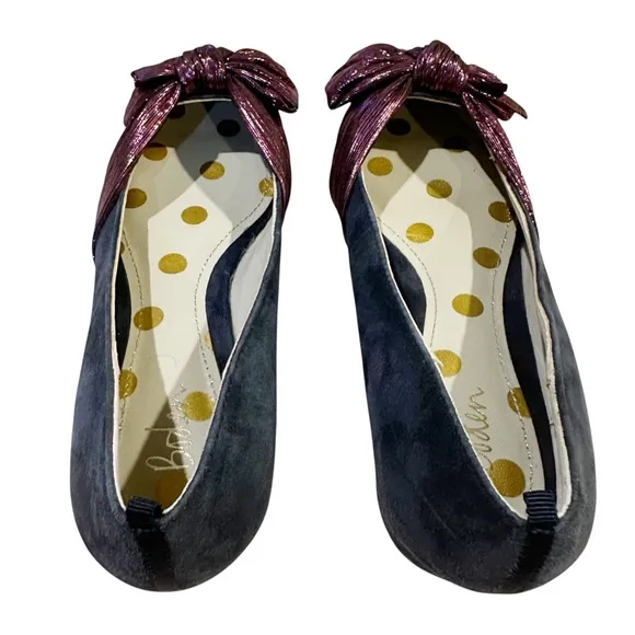 Boden Suede Pointed Toe Suede Vanessa Bow Heeled Flats Shoes