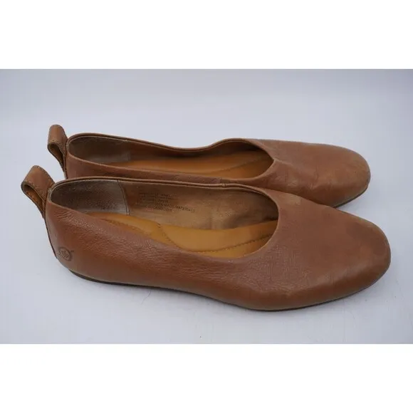 Born Ballet Flats Women's 6 M Tan Leather Beca Slip On Comfort Casual Shoes