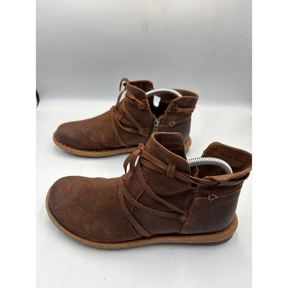 Born Boots Womens 9.5 Tarklin Ankle Booties Brown Glazed ginger Distressed