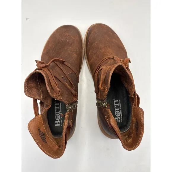 Born Boots Womens 9.5 Tarklin Ankle Booties Brown Glazed ginger Distressed