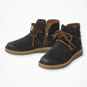 BORN Calyn Boot Black Distressed Leather Tie Side Zip Women 10 Boho Rustic