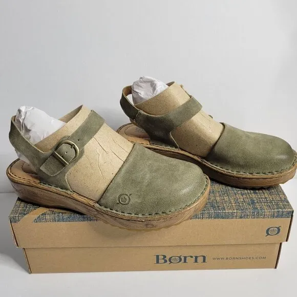 BORN Leather Alianna Platform Comfort Clogs Women Size 6