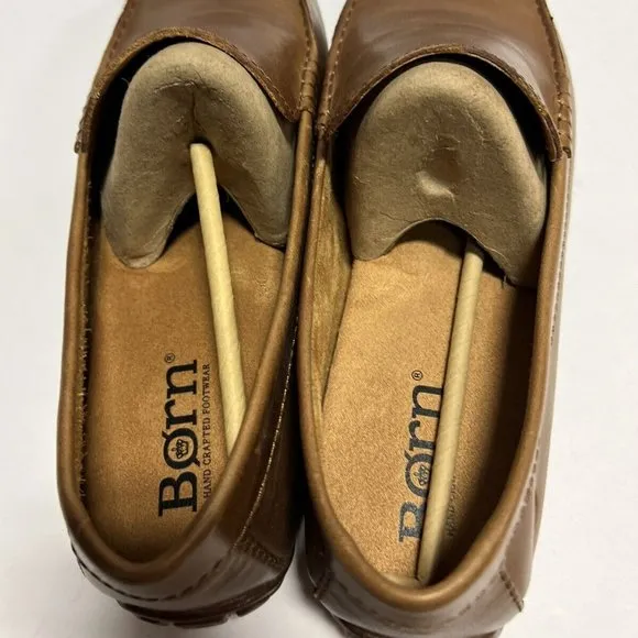 Born Men's Allan, Tan Leather Slip-On Loafers, Size 13 M