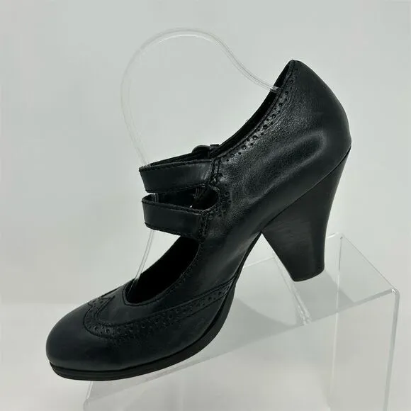 Born Women's Black Leather Mary Jane Block Heel Pumps Formal Shoes Size 9
