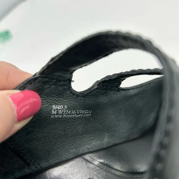Born Women's Black Leather Mary Jane Block Heel Pumps Formal Shoes Size 9