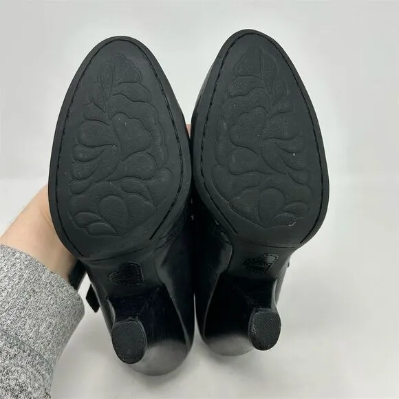 Born Women's Black Leather Mary Jane Block Heel Pumps Formal Shoes Size 9