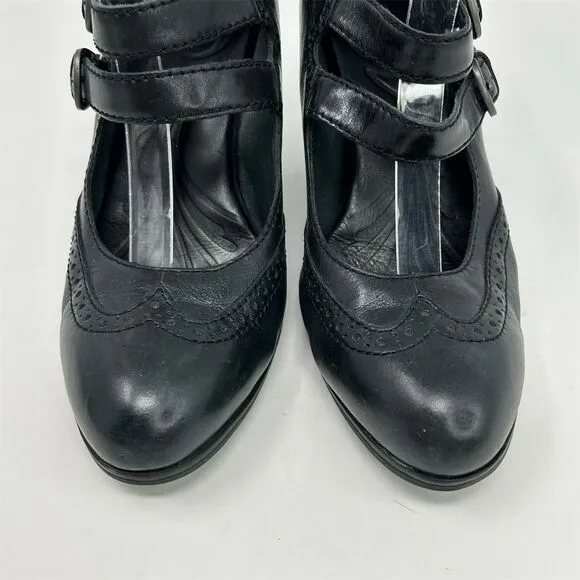 Born Women's Black Leather Mary Jane Block Heel Pumps Formal Shoes Size 9