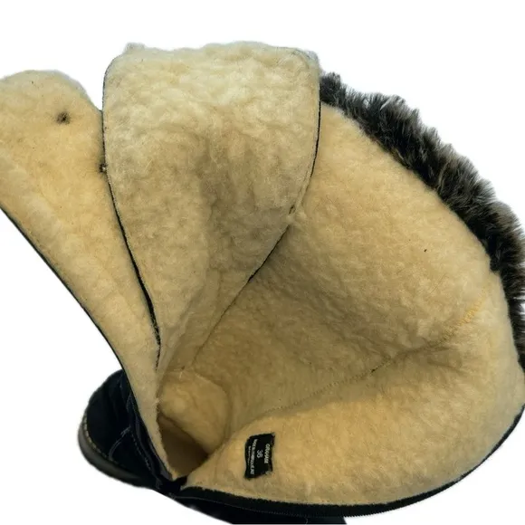 Bos. &amp; Co. Graham Platform Lug Fur Wool Shearling Lined Black Tall Winter Boots