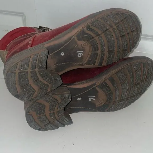 Bos &amp; Co Women's Winter Boots size 37/7 Genuine Leather Lace Up Wool Lined
