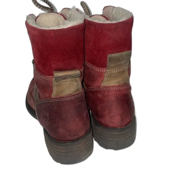Bos &amp; Co Women's Winter Boots size 37/7 Genuine Leather Lace Up Wool Lined