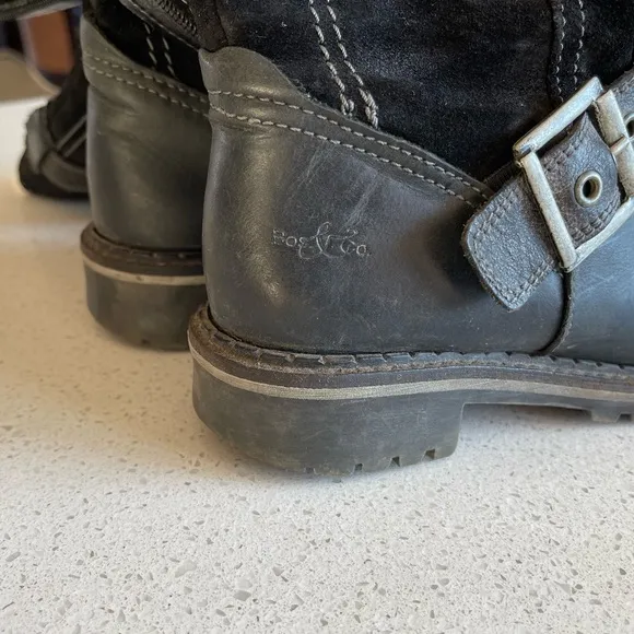 Bos&amp;Co Black Suede and Leather Winter Boots