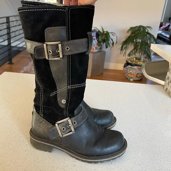 Bos&amp;Co Black Suede and Leather Winter Boots