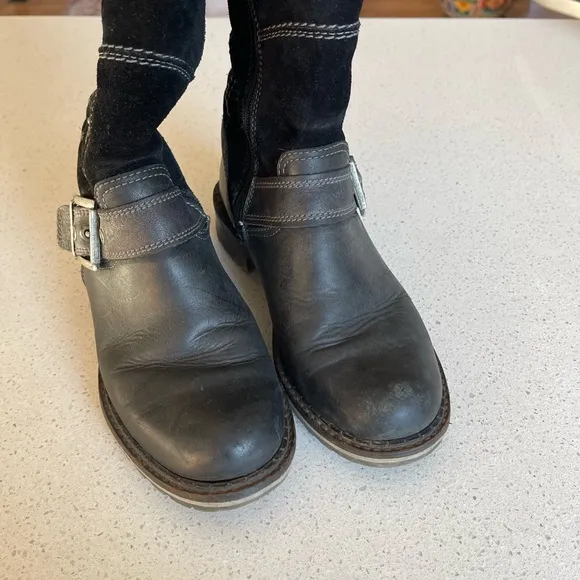 Bos&amp;Co Black Suede and Leather Winter Boots