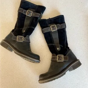 Bos&amp;Co Black Suede and Leather Winter Boots