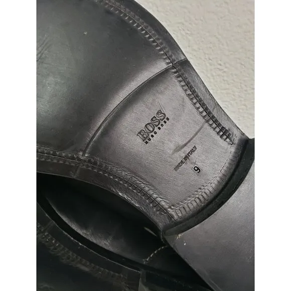 Boss Hugo Boss Men's Bicycle Toe Leather Dress Shoes in  Black - Size 7.5