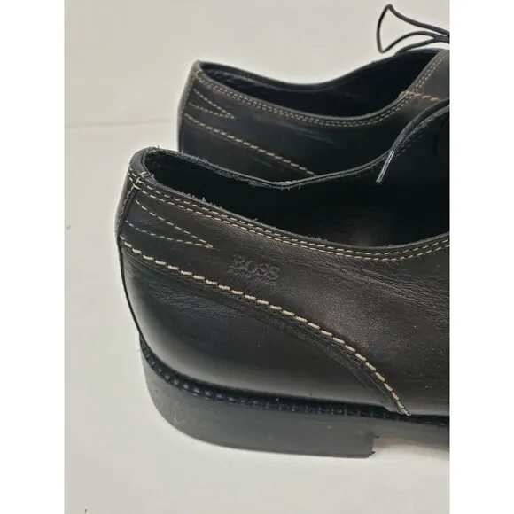 Boss Hugo Boss Men's Bicycle Toe Leather Dress Shoes in  Black - Size 7.5
