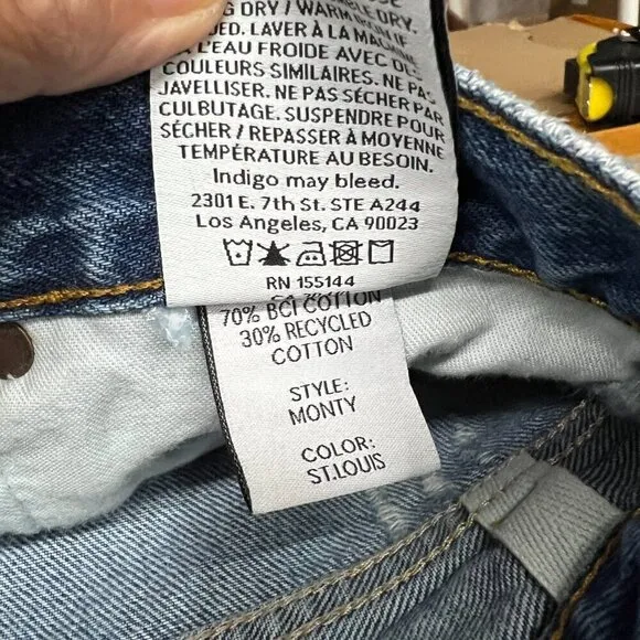 Boyish THE MONTY High Rise Denim Short Sz 29 in ST. LOUIS Distressed