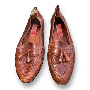 Bragano by Cole Haan Brown Woven Leather Tassel Loafers 4338 Shoes Mens 10.5