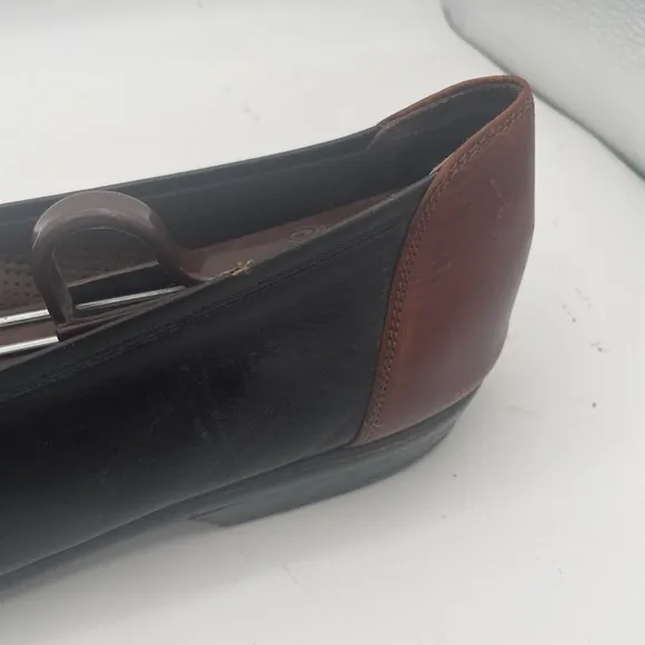 Bragano Mens Shoes Size 10M Black Brown Leather Full Strap Woven Tassel Loafers